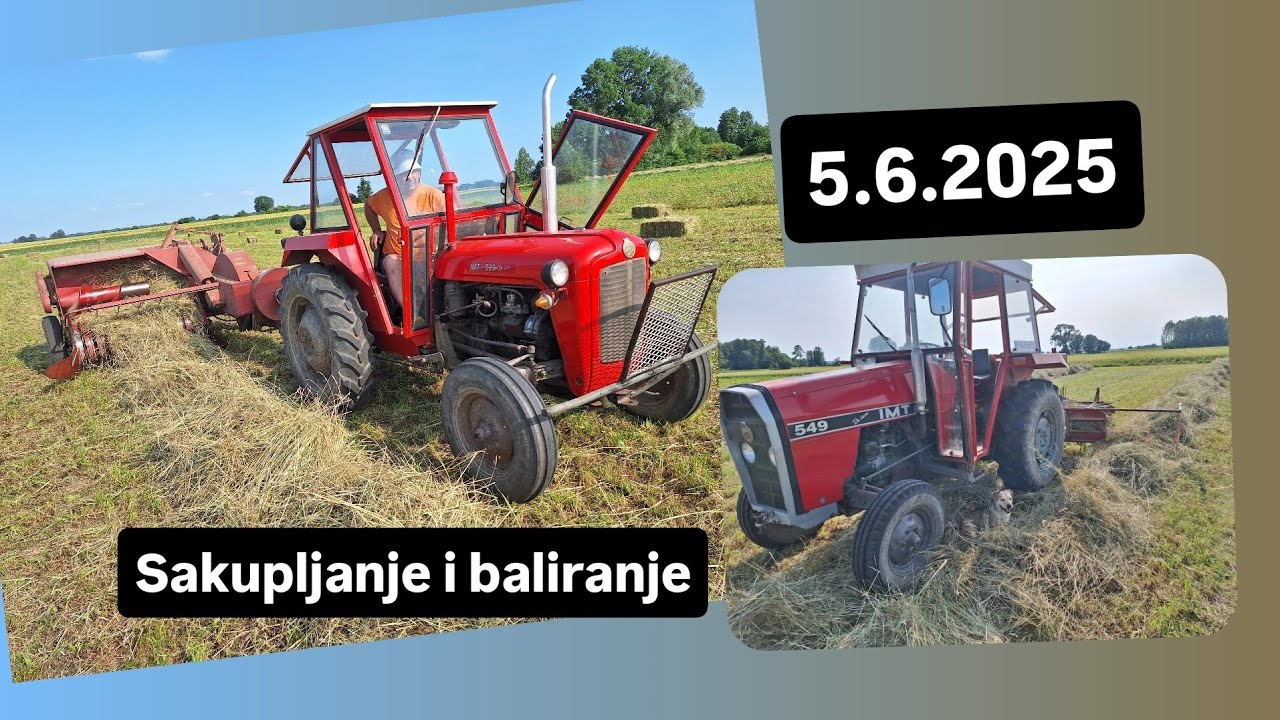 IMT 533 i IMT 549 sakupljanje sijena u redove i baliranje ( Prvi otkos 2025 )