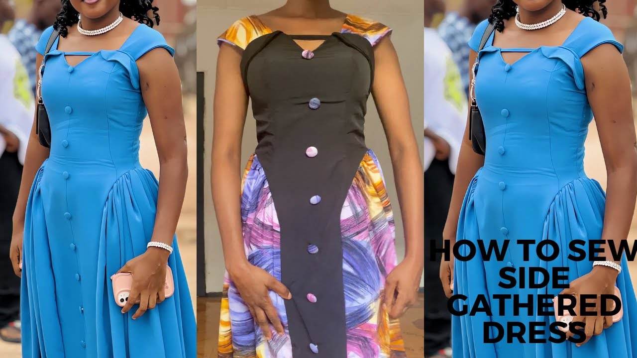 How to Sew side GATHERED Dress for beginners/DETAILED tutorial