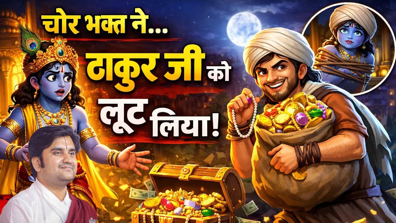 ठाकुर जी के चोर भक्त ने ठाकुर जी को ही लूट लिया 🥺 @BhaktiPath #indreshji #indreshjikivani