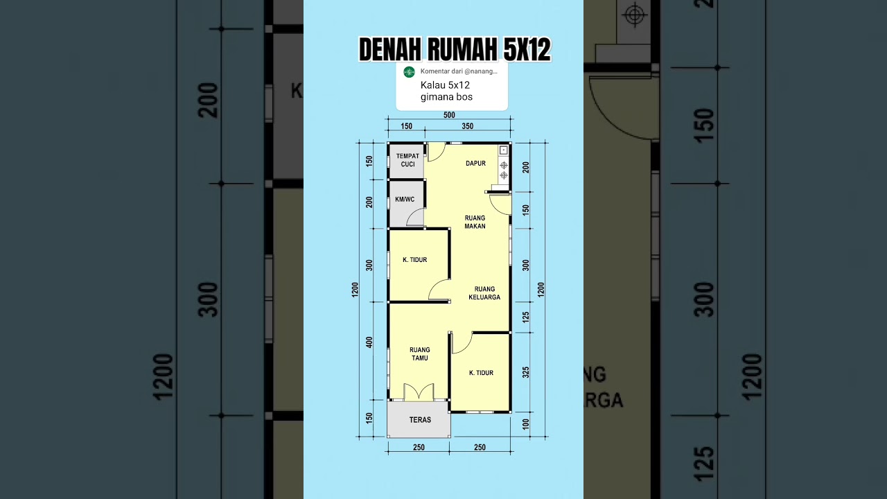 DENAH RUMAH 5X12. #denahrumah #denahrumahsederhana #rumahminimalis #rumahsederhana