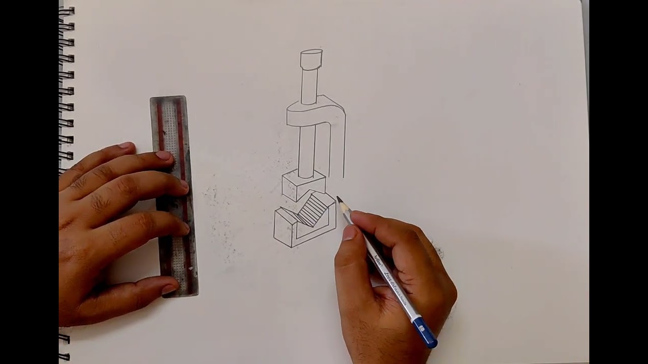 How to Draw Bench Vice Step by Step | Isometric Machine Drawing