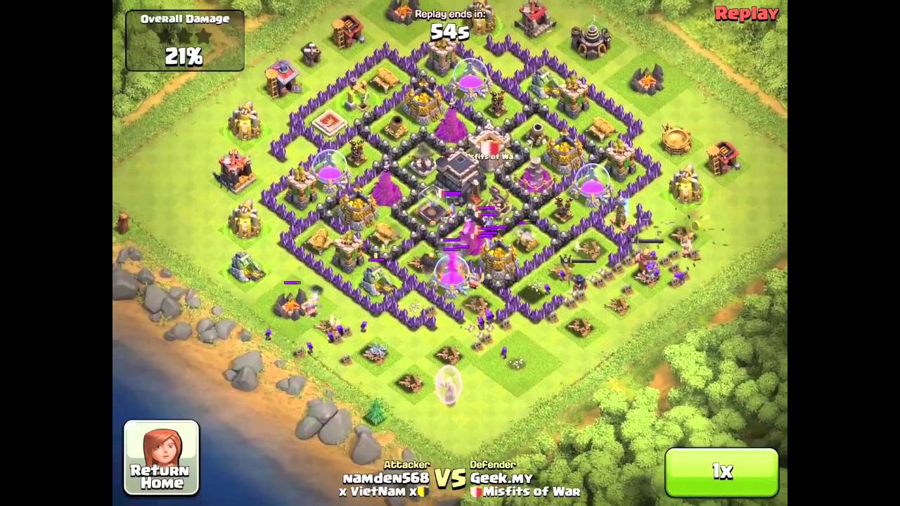 Clash of Clans | Geek.My's Defense #010 - Giants, Barbarians, Archers, Goblins