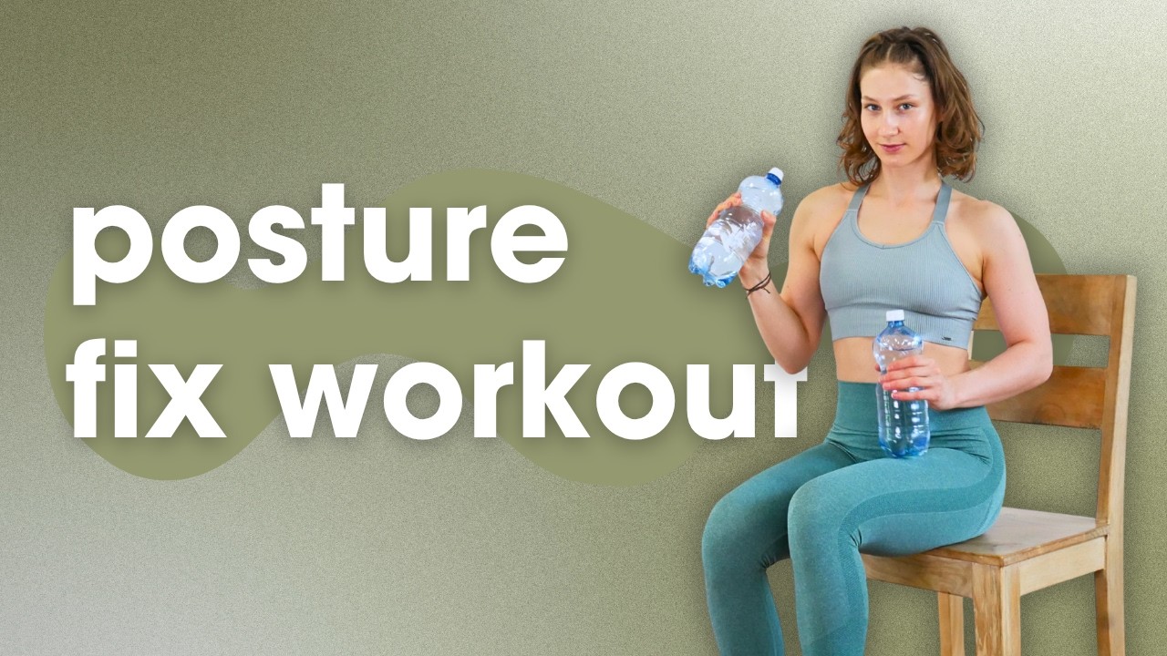 15-Min Back & Arms Posture Workout (Chair & Water Bottles)