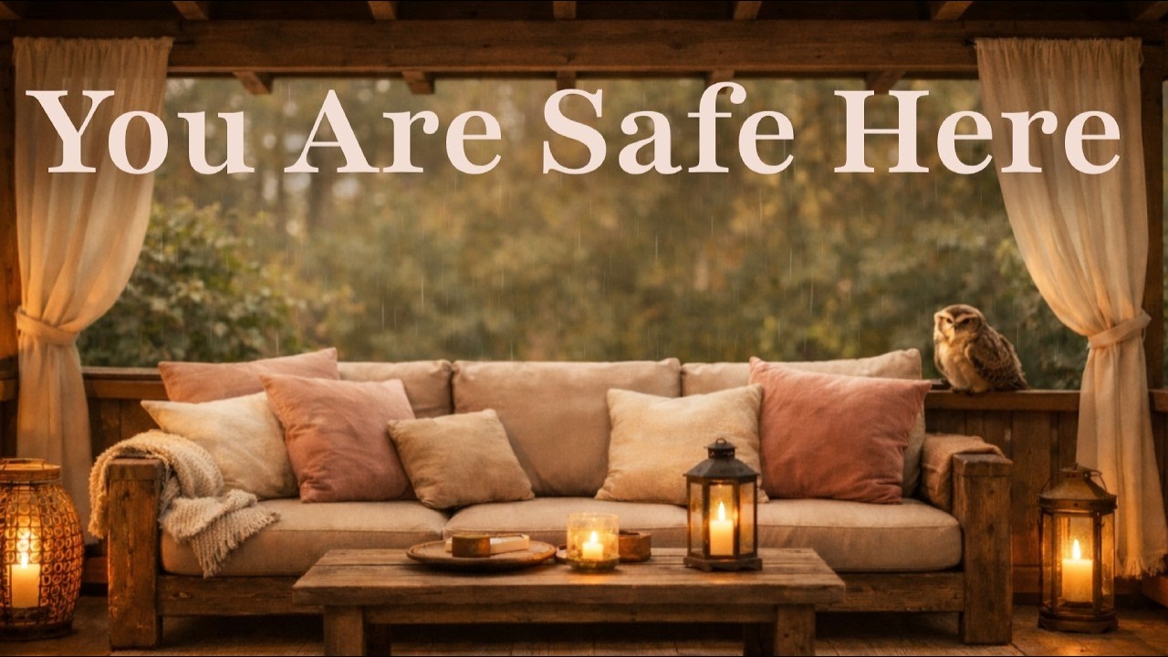 8 Hours of Rain on a Covered Patio 🌧️ Soft Candlelight & Gentle Owl Presence | Nervous System Reset