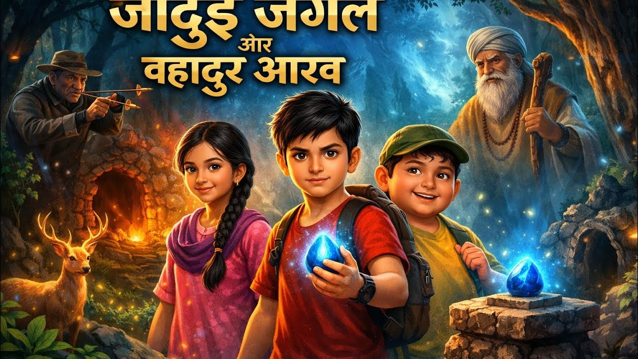 👉🤔गांव पर मंडरा रहा था खतरा, तब आरव ने उठाया बड़ा कदमजादुई पत्थर चोरी! तीन दोस्तों की रोमांचक जंगल..