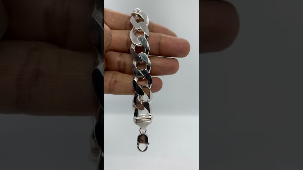15mm 925 Sterling Silver Men's Cuban Link Bracelet 8