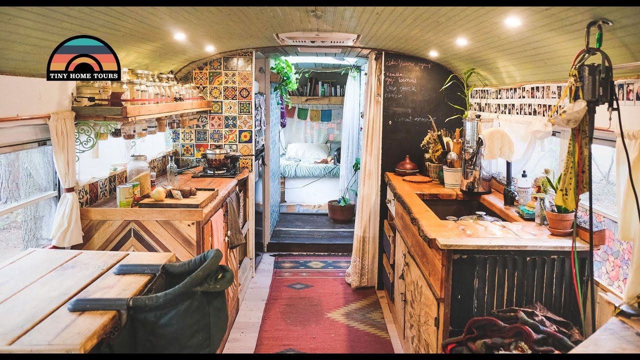 Families DIY School Bus Conversion W/ Walkthrough Shower - Tiny House Living & Financial Freedom
