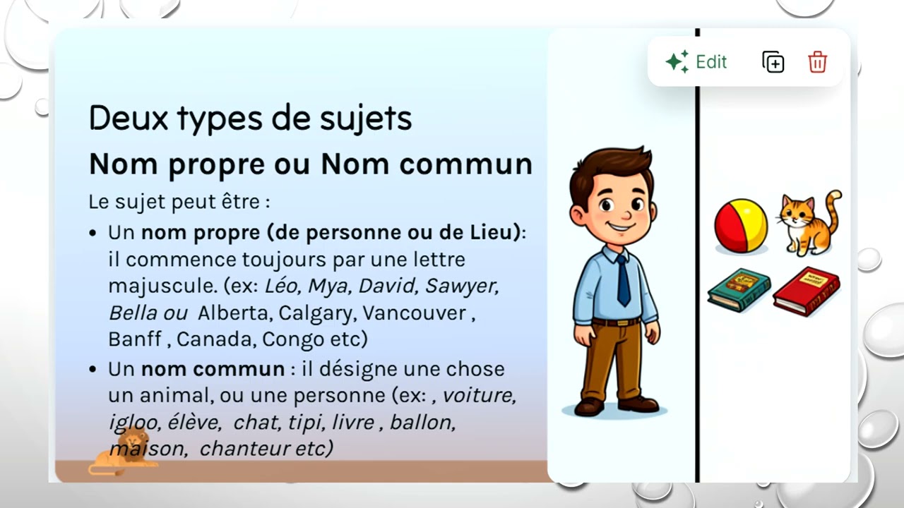 Leçon sur le sujet -  4ème année