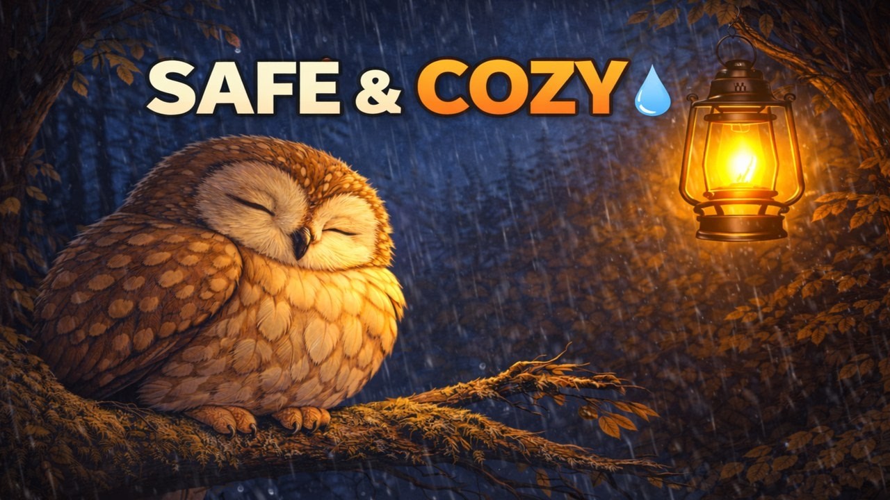 Sleeping Owl in Heavy Rain | Sleep Istant | 3 Hours of Cozy Night Sounds