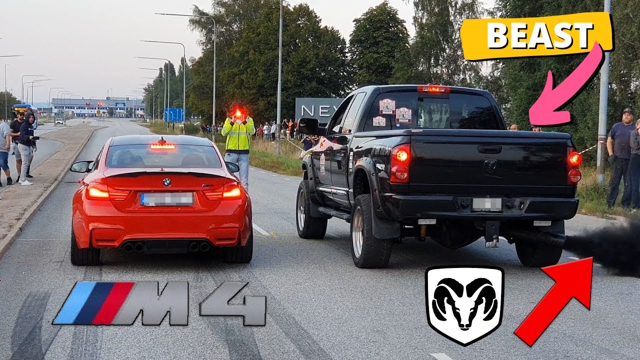 Bmw M4 vs 1000 whp Dodge Ram - Street Race