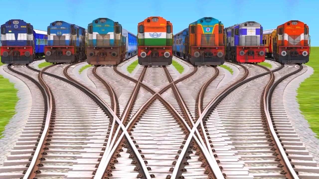 🎑Eights Trains Run At High Graphics Bumpy Railroad Tracks || Bumpy railroad || trains for toddlers