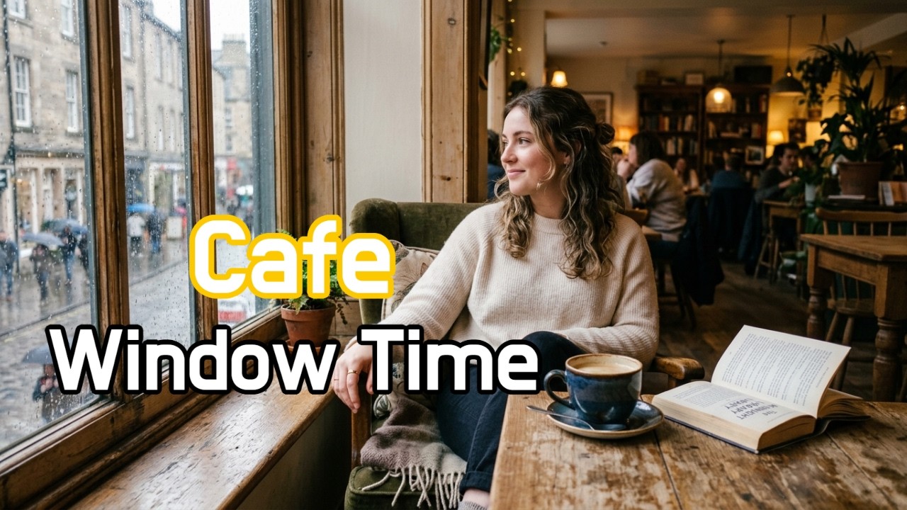 Cafe Window Relax Music | Cozy Coffee Shop Window Piano Music