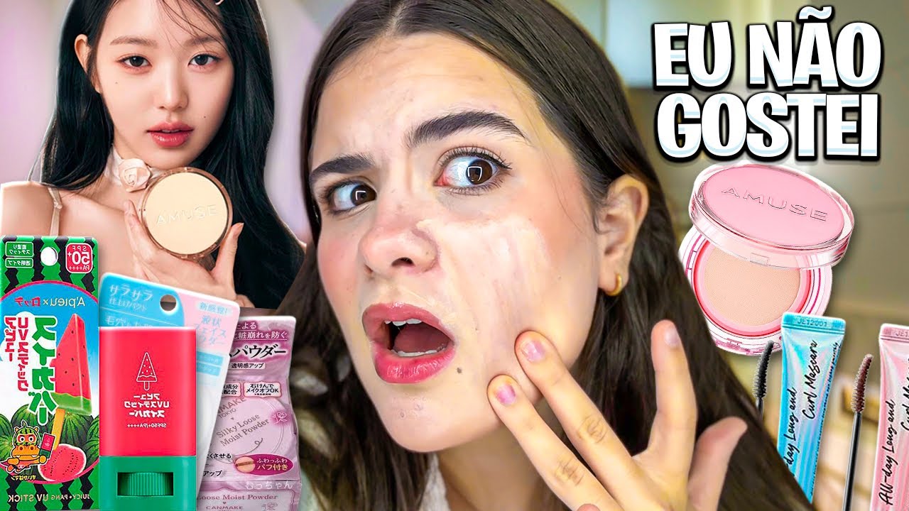 TESTANDO TODAS AS MAKES DO JAPÃO QUE EU COMPREI! K-idols usam essas maquiagens