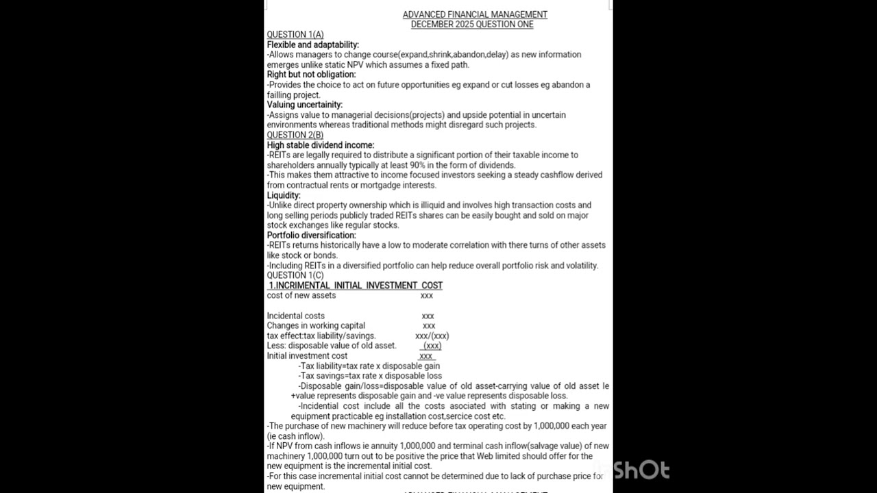 DECEMBER 2025 ADVANCED FINANCIAL MANAGEMENT QUESTION 1(KASNEB)