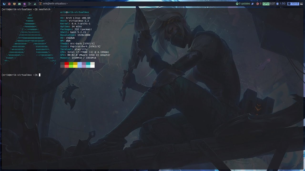 ArcoLinux : 3744 Use Alci Pure to install a pure Arch Linux with Calamares - install and rice chadwm
