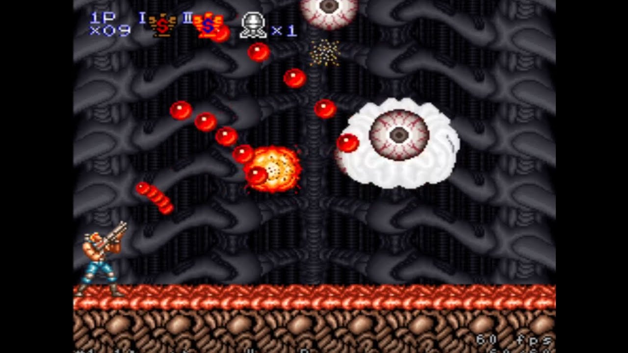(SNES) Contra III Hard Mode S Weapon Only No Death Run (No Bomb, No Barrier)