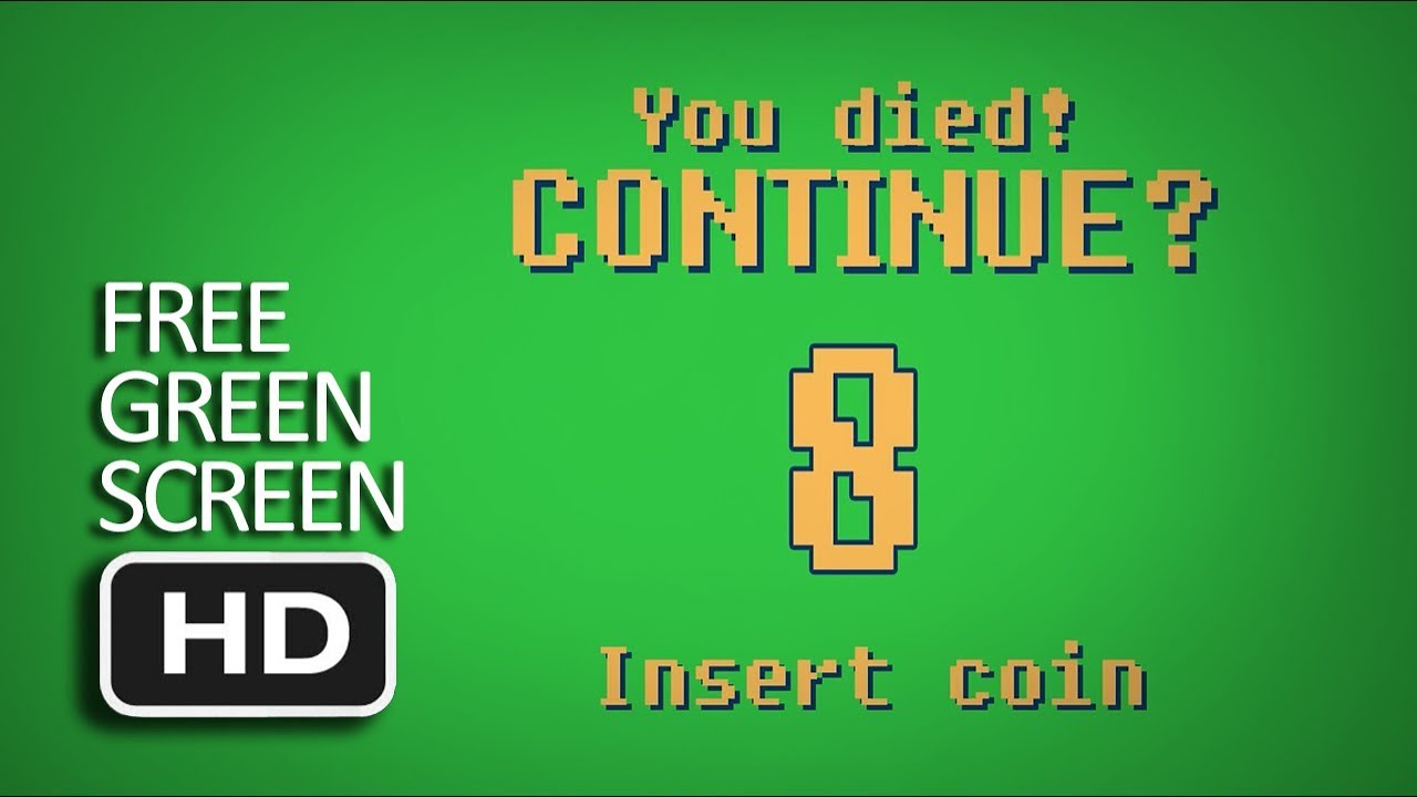 Free Green Screen - Insert Coin Countdown Game Over
