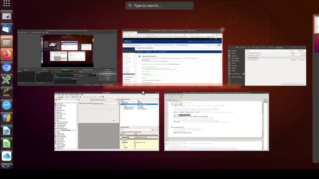Demonstrating the ComboBox Widget and Making a ComboBox Editiable