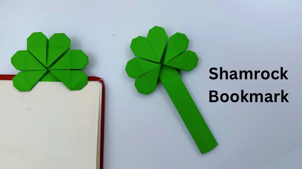 DIY Paper Shamrock LEAF Bookmark!!! Paper Crafts For School / Origami Bookmark / Paper Craft / Leaf