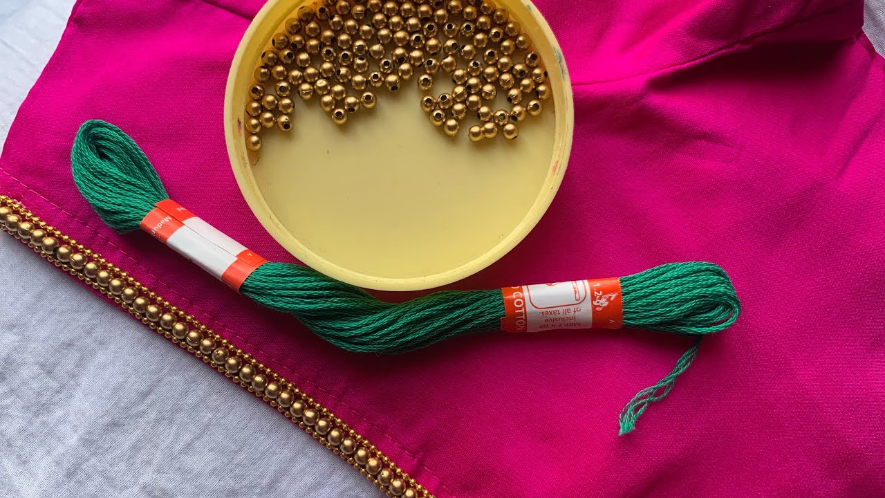 Very simple & grand looking aari work blouse design with normal needle #easy #unique #trending