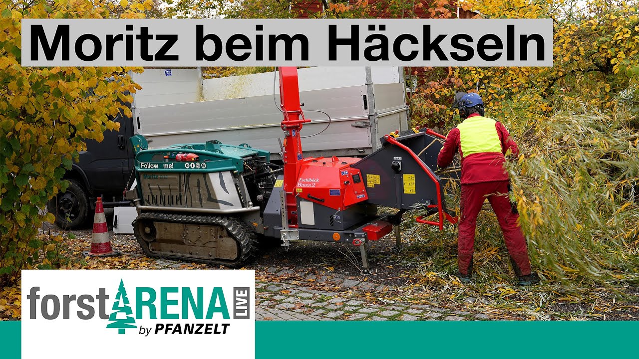 Leistungsstark | Moritz in der Baumpflege und bei Problemfällungen mit Eschlböck Häcksler Biber 2