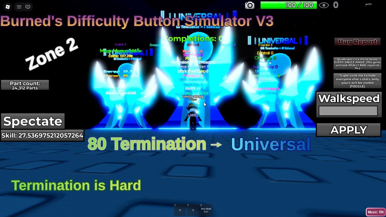 Burned's Difficulty Button Simulator V3 Episode 11 - (1 Universal Now!)