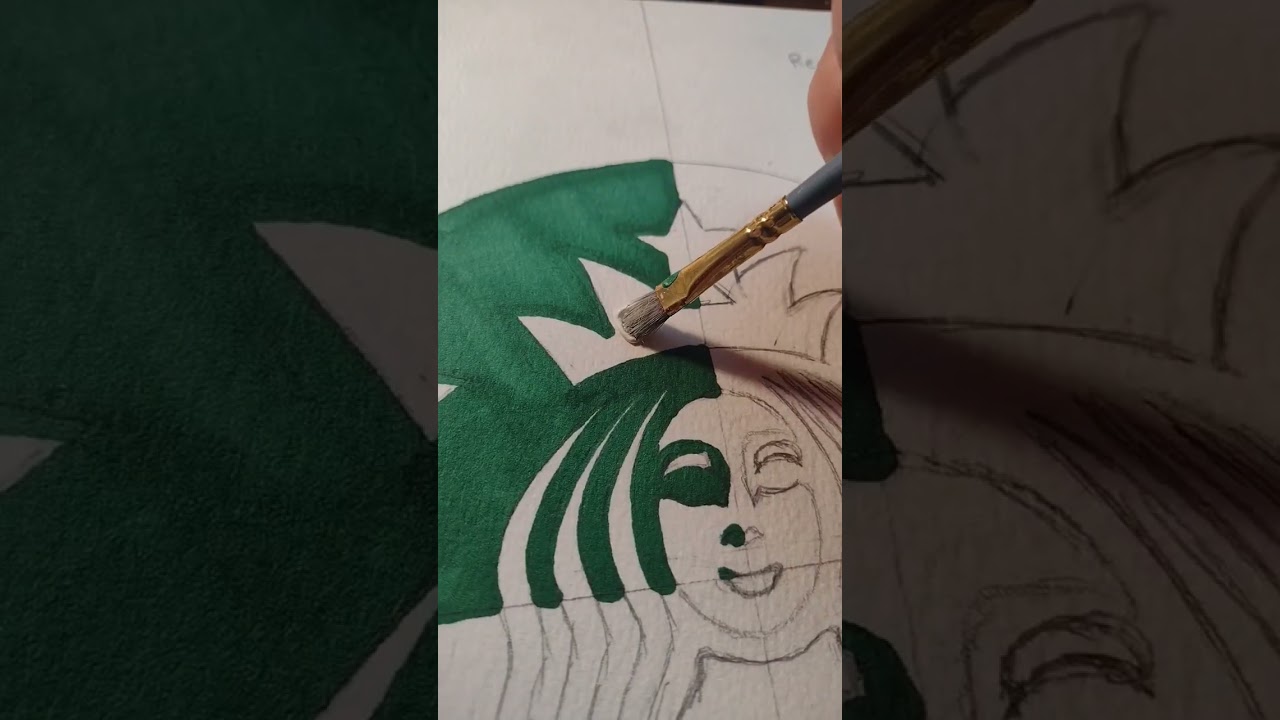 Drawing the ✨Starbucks Logo✨ in 4 Styles // Part 1 #art #shorts #starbucks #logo #logodesign