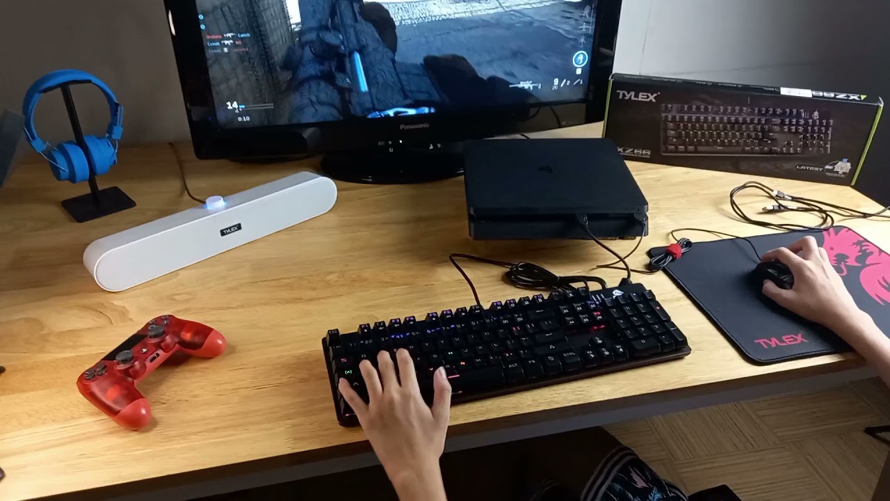 PS4 SLIM GAMING SETUP of UpStream Charlie with Tylex XM19, Tylex XZ66, and Tylex Gaming Mouse Pad