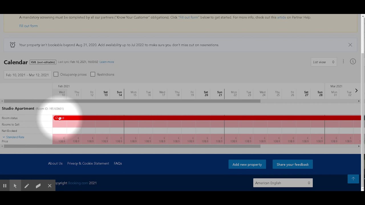 How to open hard closed room on booking.com - sometimes booking close properties automatically