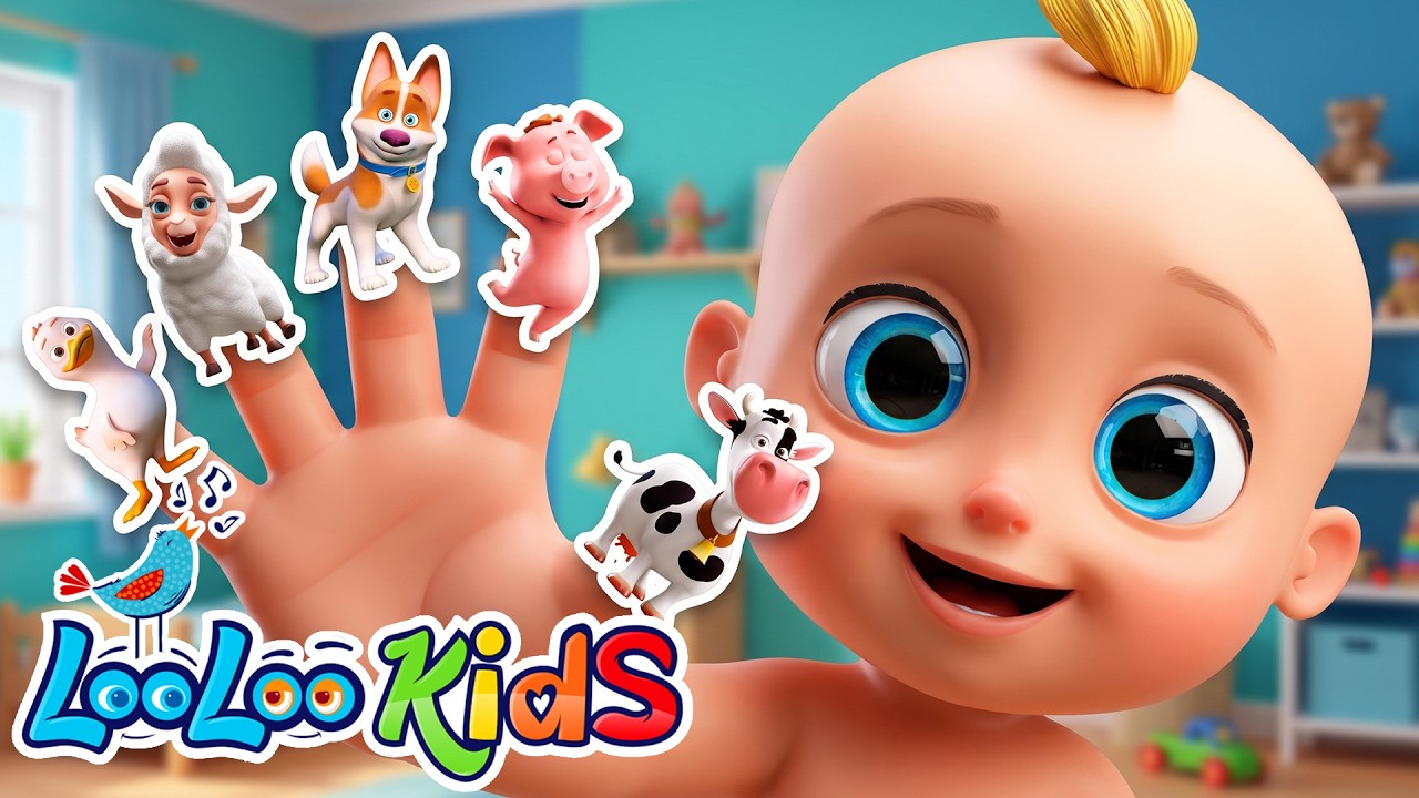 Finger Family with Animals - Baby Kids Songs & Nursery Rhymes - LooLoo Kids