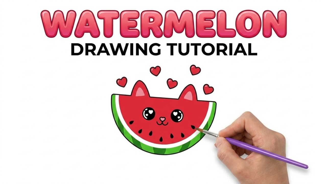 How to Draw a Cute Watermelon Slice 🍉 | Easy Step-by-Step Drawing for Kids