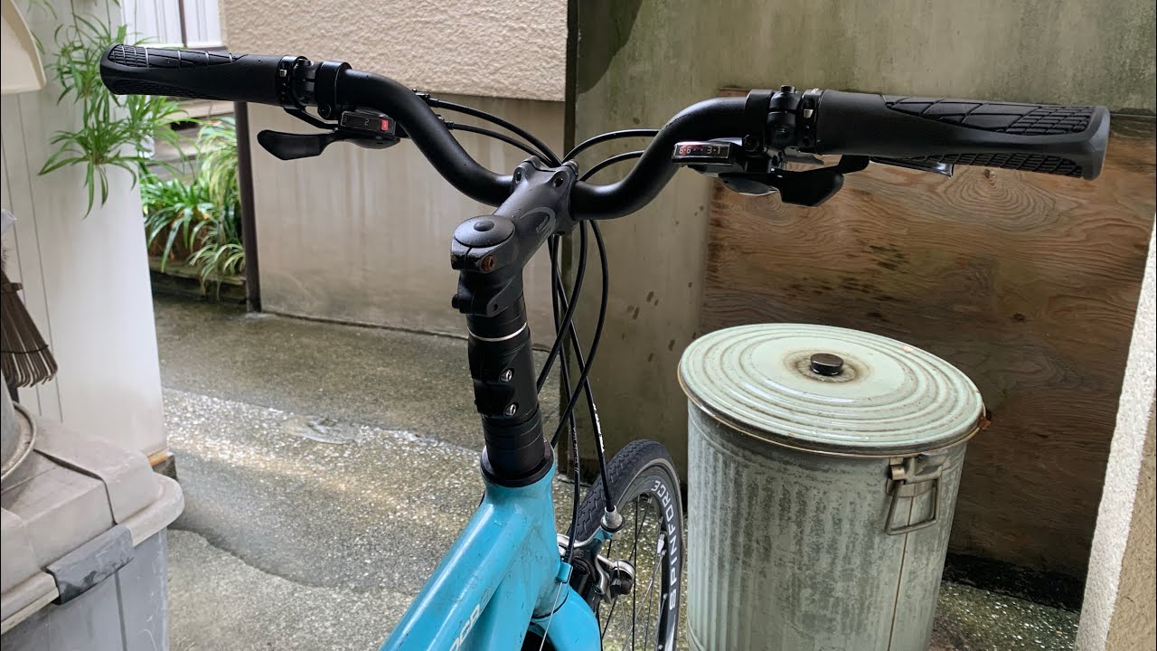 ロードバイクを乗りやすく。　ハンドル周りを変更