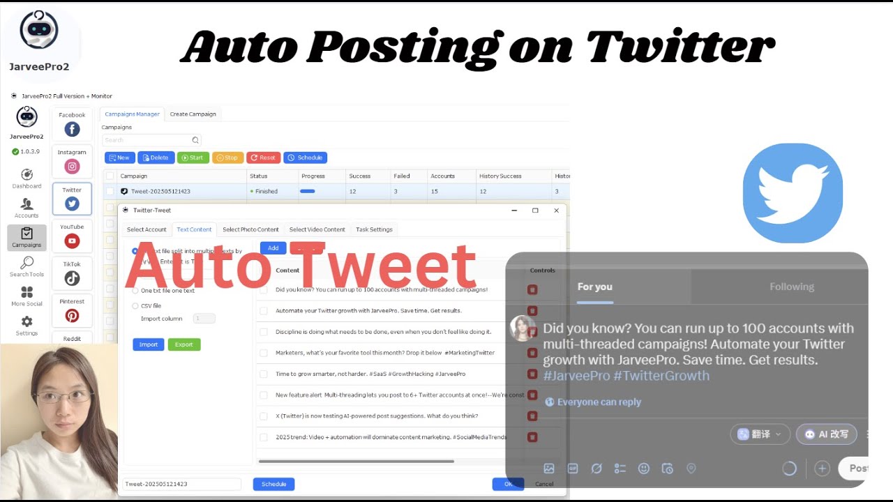 Auto Tweet to Stay Active on Twitter 24/7 (JarveePro Demo) #AutoTweet #JarveePro #TwitterAutomation