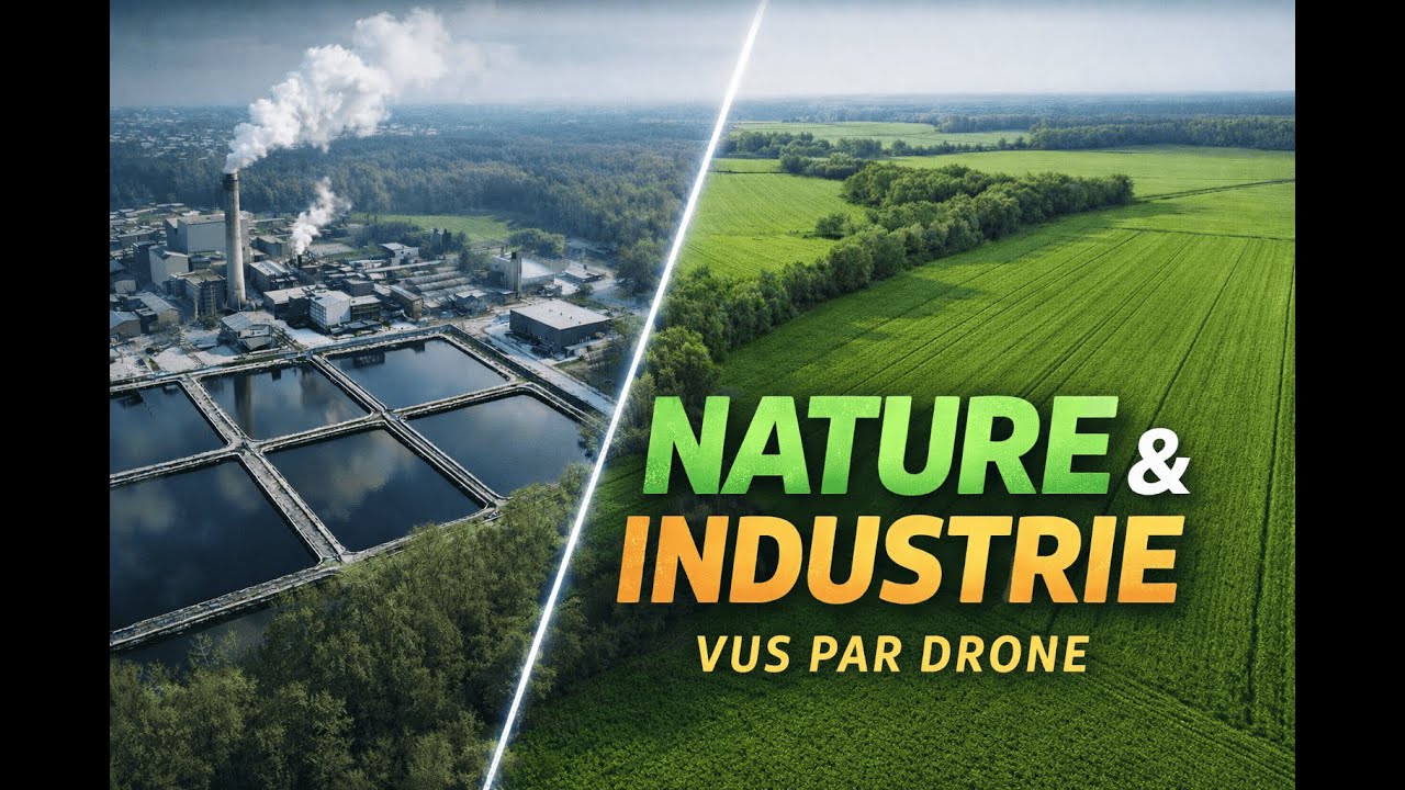 Paysages d’Hiver vus par Drone ❄️ Bassins, Usine & Champs | 4K