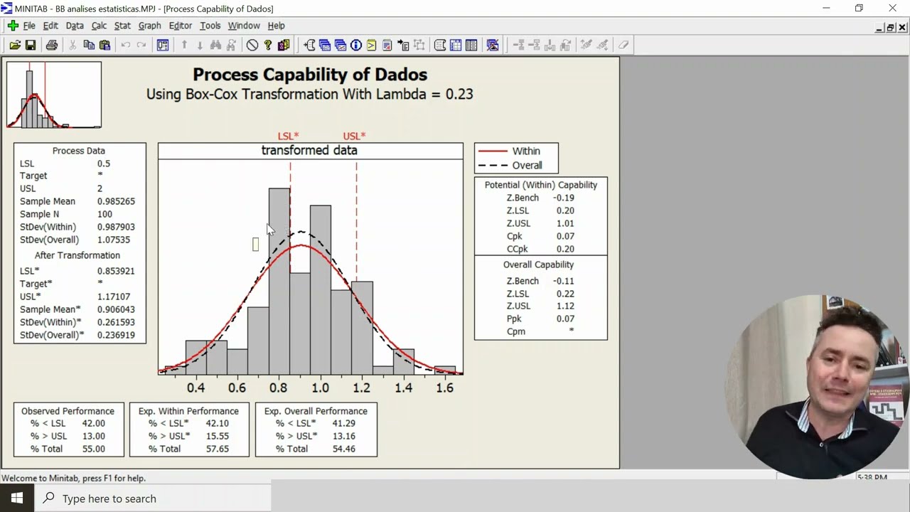 Transformação Matemática no Minitab: Quando e Como Aplicar na Capabilidade