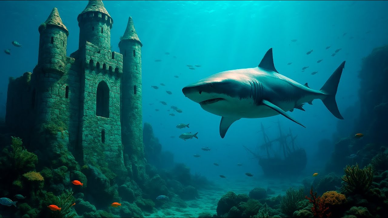 Ruins of a Castle and Shipwreck Underwater Relax Video ASMR Sunken Kingdom