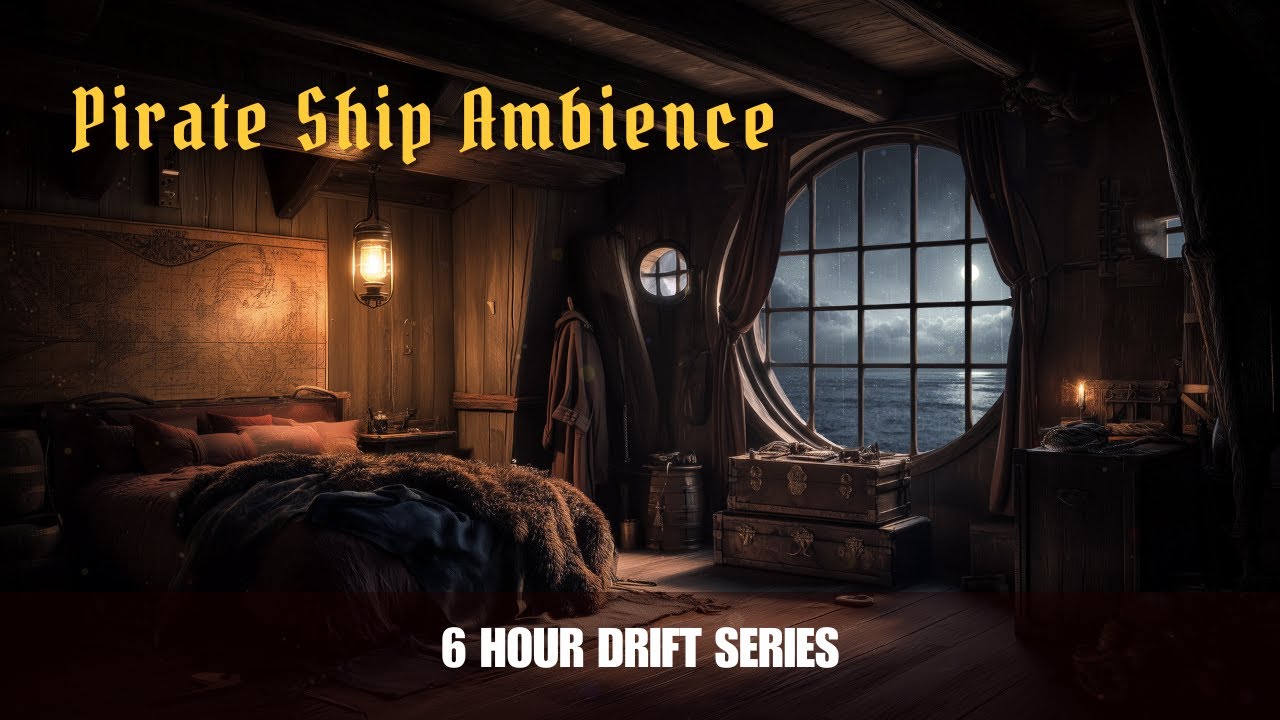 Cozy Pirate Ship Ambience with Rain | 6 Hours of Ocean Waves, Creaking Wood, ASMR Sleep Sounds