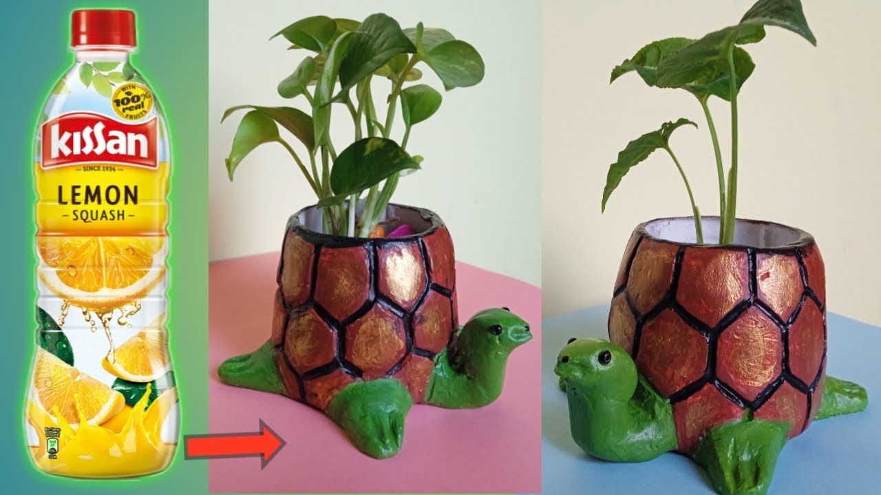 DIY Tortoise Planter / Plastic Bottle Craft Idea / Vastu Plant /Wall Putty Craft Idea