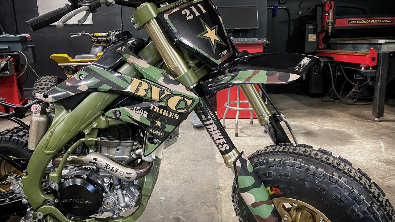 ARMY Theme Three Wheeler Trike CRF450R Part 1 BVC TRIKES