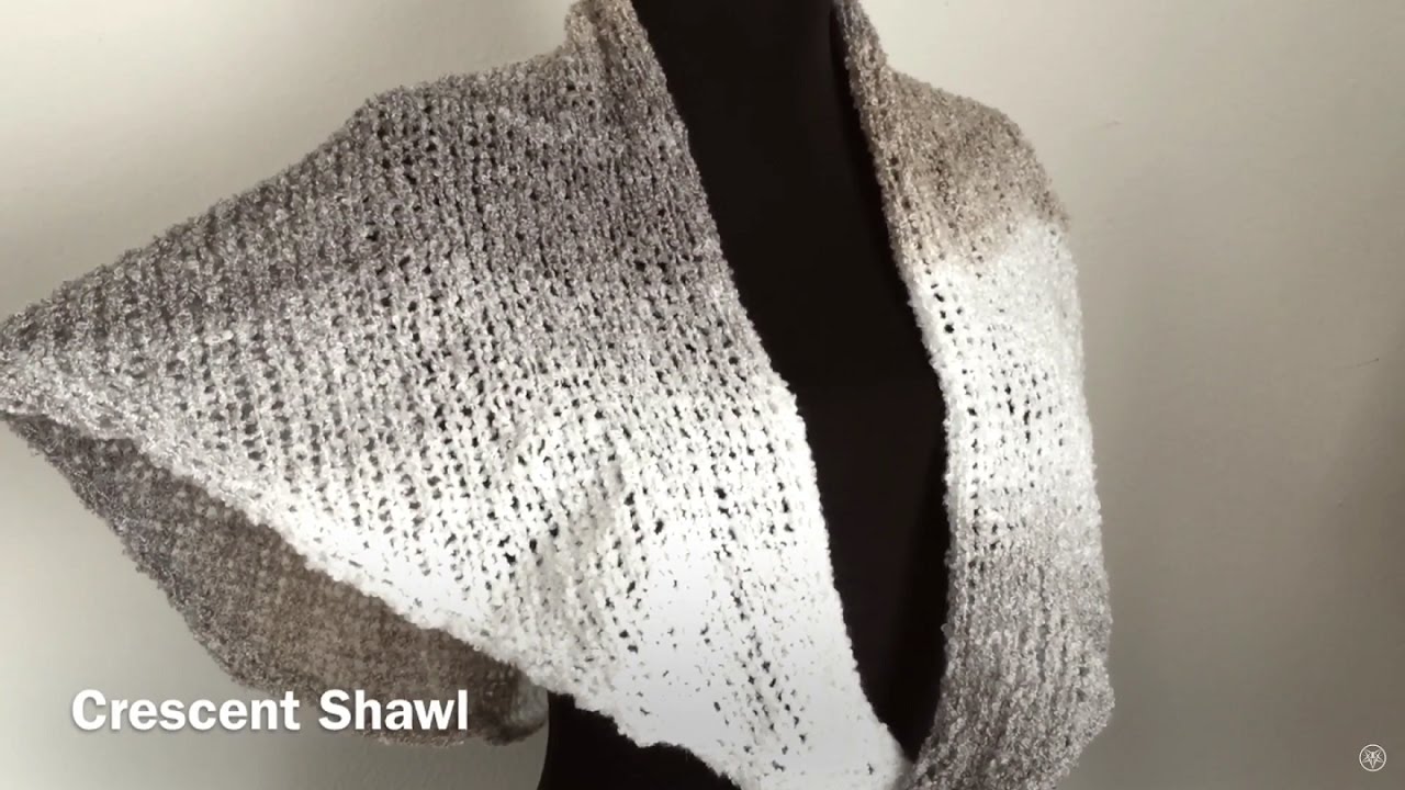 🧶Crescent Shawl Worked Sideways Short Row Shaping Bulky Knitting Machine Demonstration GemFOX Fiber