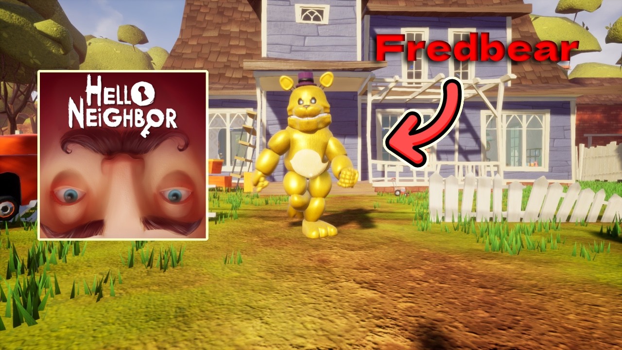 FREDBEAR is so SCARY in Hello neighbor😢