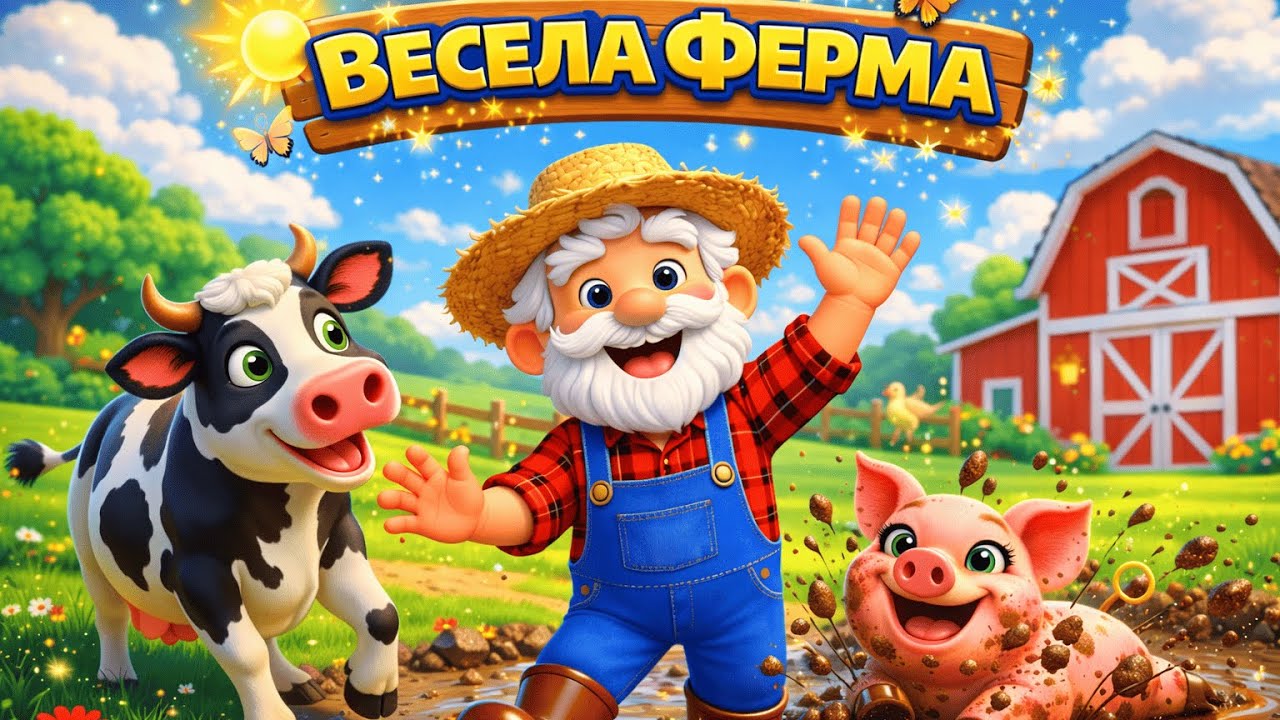 Весела ферма 🐷🐔 з дідом Миколою | Українська дитяча пісня про звуки тварин | Мультик