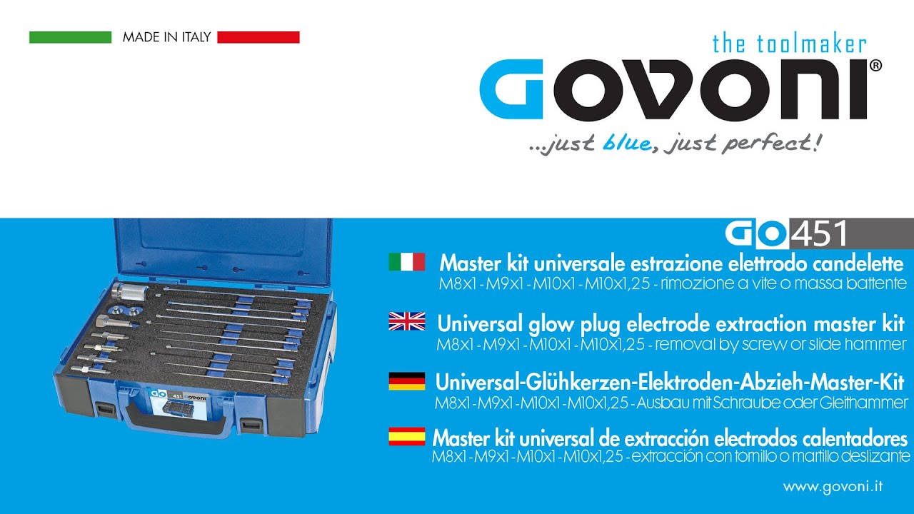 GO451 - Master kit di estrazione della punta candeletta rotta (elettrodo), M8x1-M9x1-M10x1-M10x1,25