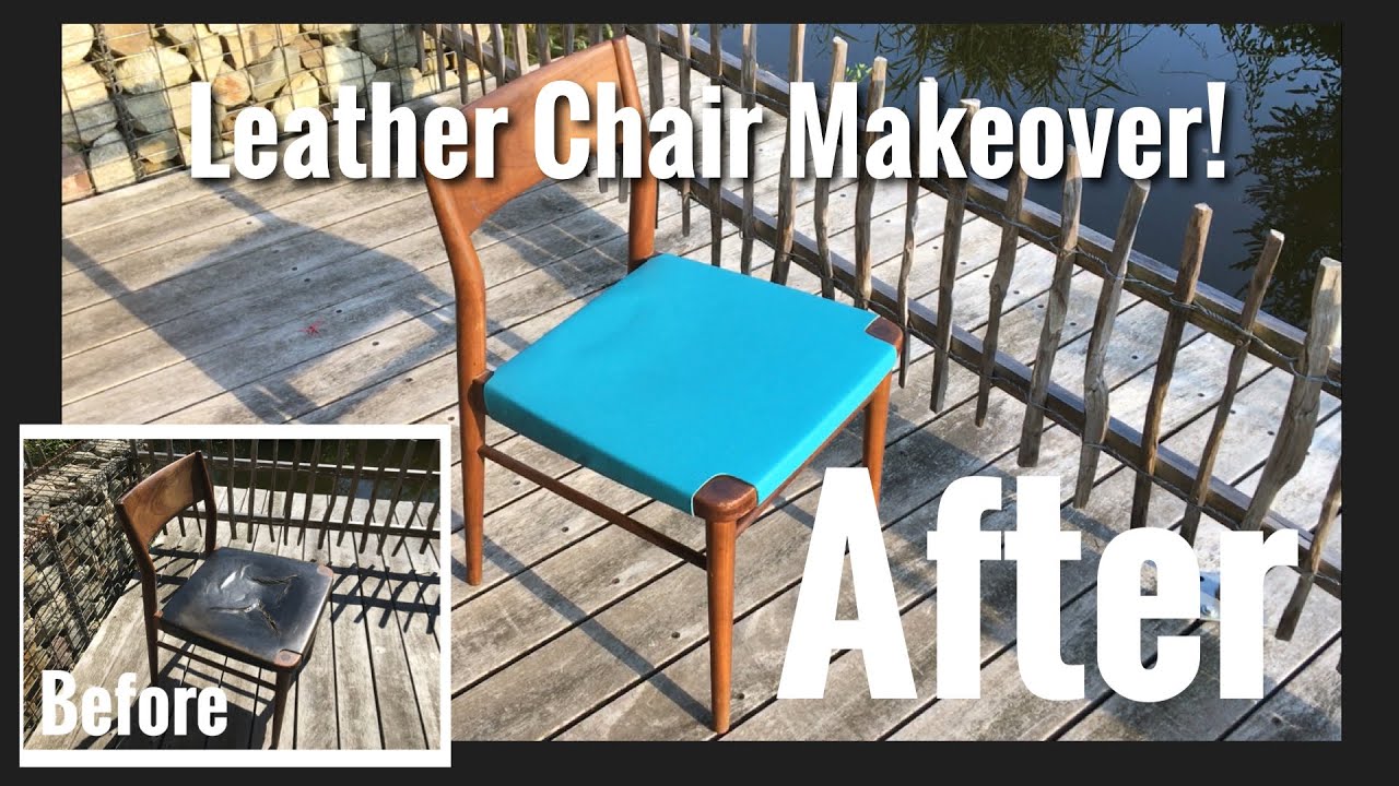 DIY: Leather upholstery. Midcentury modern dining chair makeover