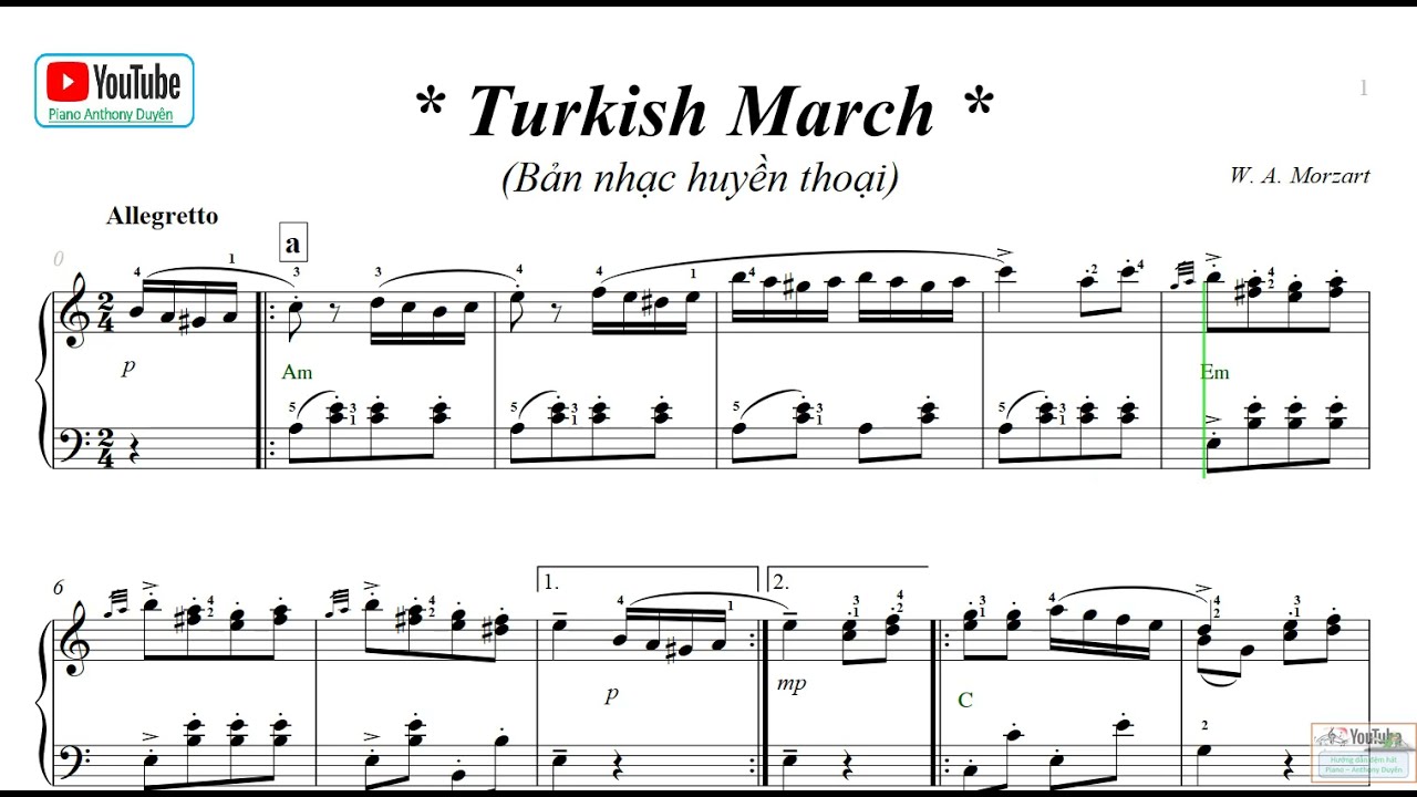Turkish March - Bản nhạc huyền thoại của Mozart - free sheet