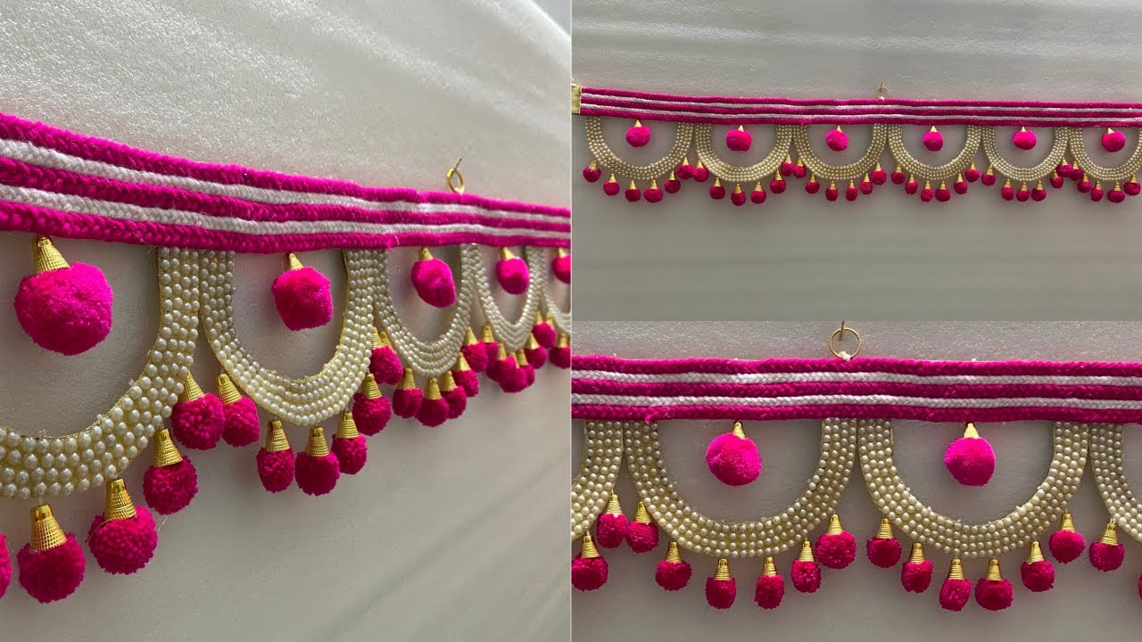 DIY | Woollen Craft Ideas | Door Toran Making With Wool & Half Pearls | Home Decoration Ideas