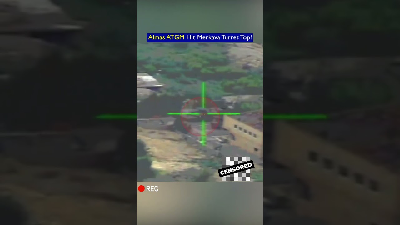 Hezbollah&rsquo;s Almas ATGM Targets the Turret Roof of a Merkava Mk4 Tank