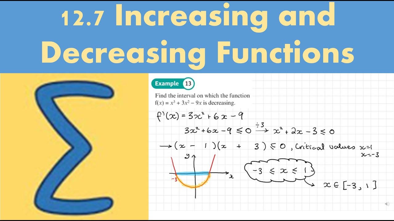 12.7 Increasing and decreasing functions (PURE 1- Chapter 12: Differentiation)