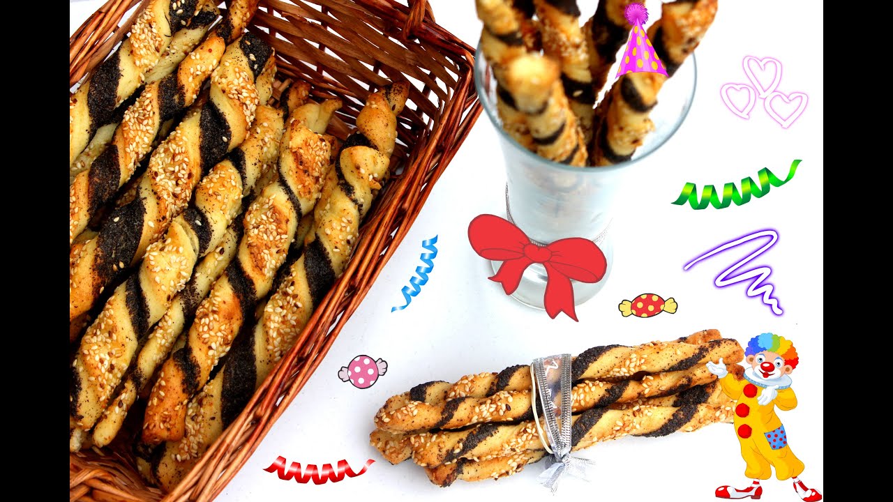 Šareni štapići - Uvrnute grisine - Brzo koktel pecivo - Twisted Breadsticks