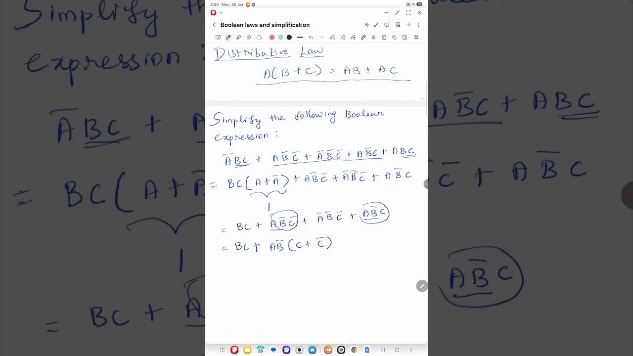 Simplification of Boolean expression using Boolean laws and rules